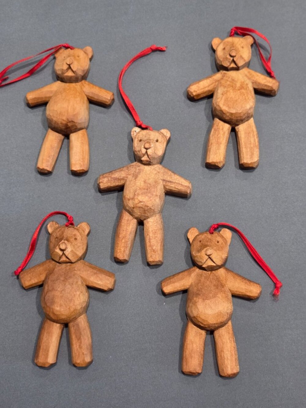 Vintage Solid Wood Teddy Bear Ornaments